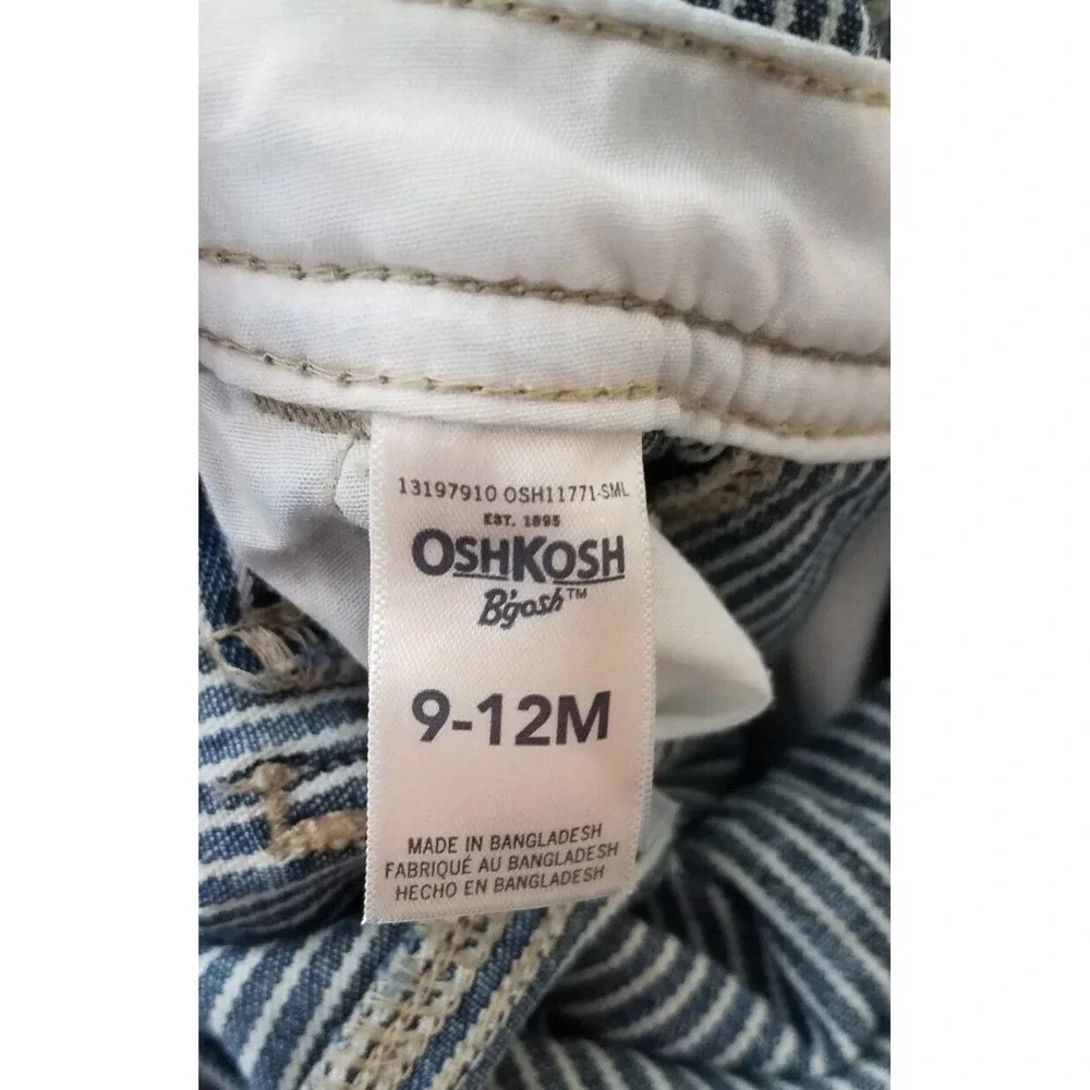 Oshkosh BGosh Boys Girls Overalls 9-12 Months Vestbak Railroad Striped‎ Pants